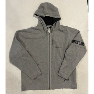 Vintage Y2K Asics Wrestling Full Zip Hoodie Sweatshirt Mens Medium M Gray‎
